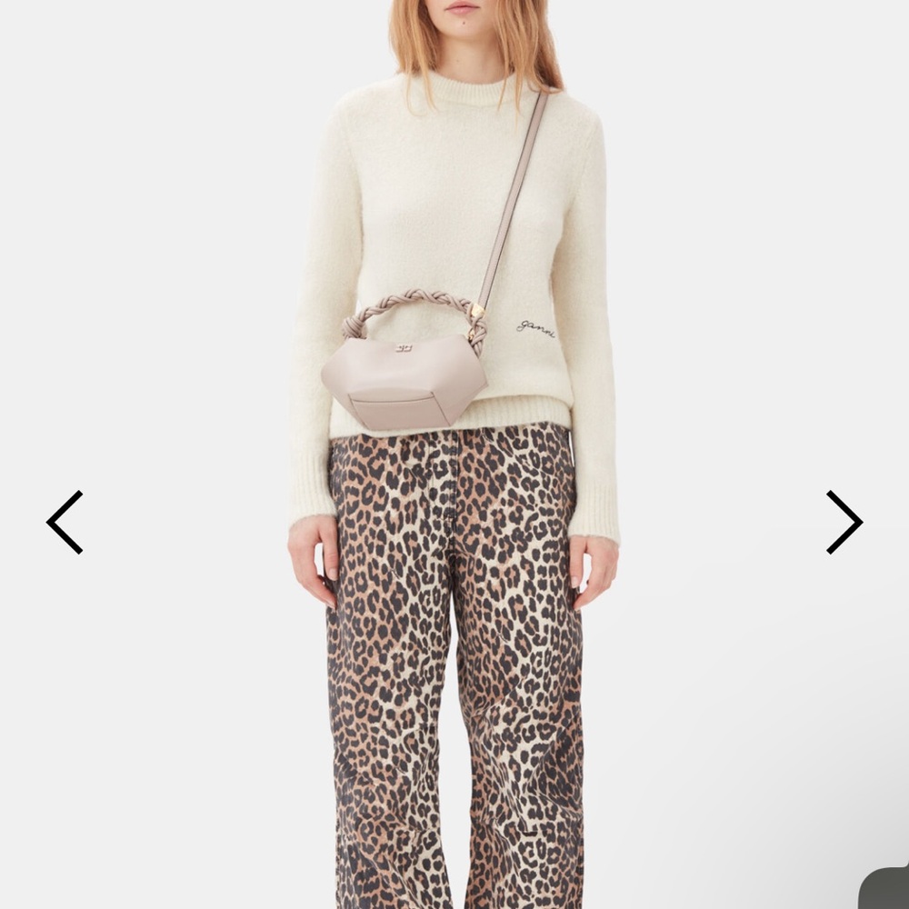 GANNI LEOPARD WASHED COTTON CANVAS DRAWSTRING PANTS